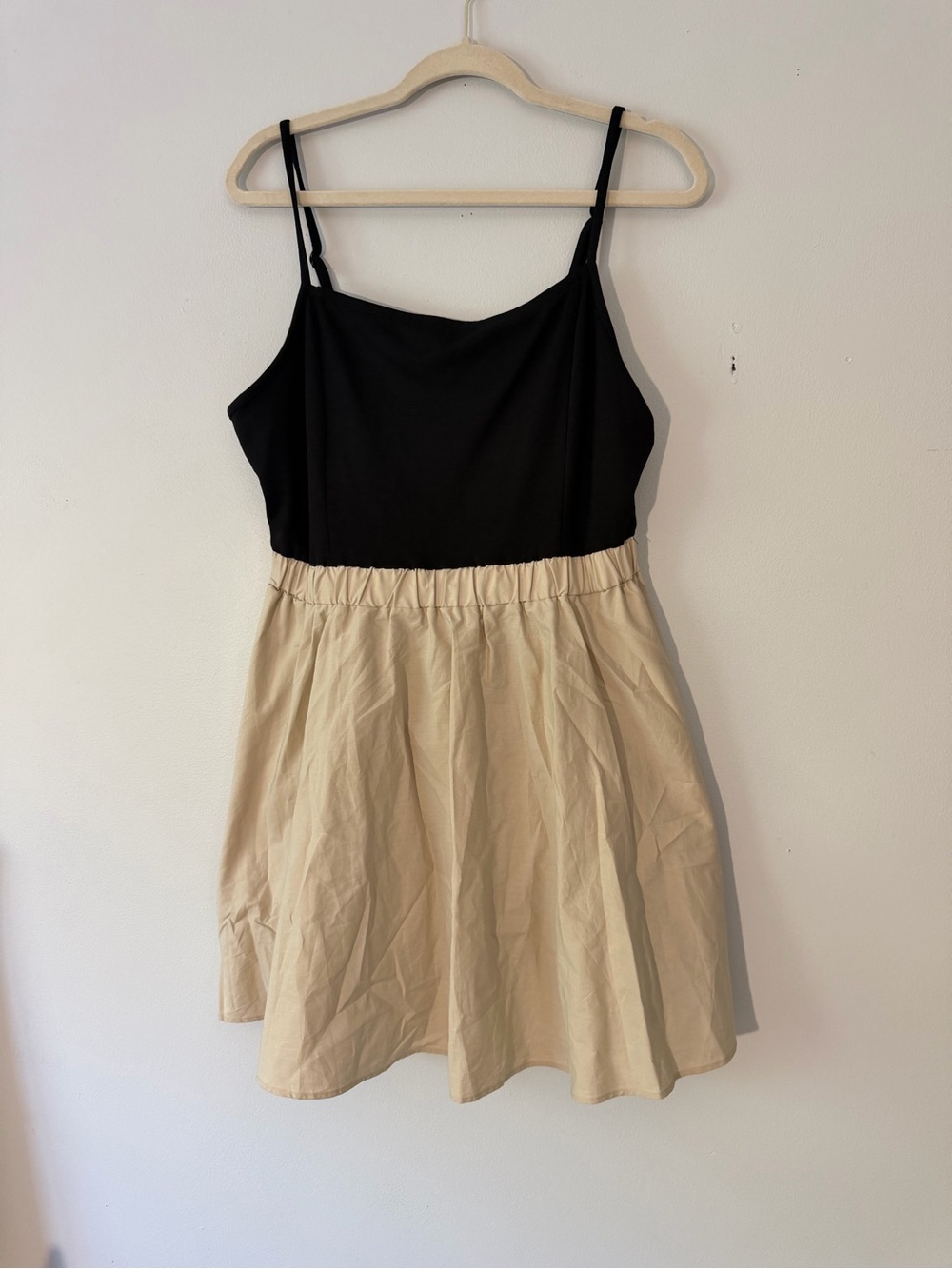 Maeve anthropologie Black & Cream Spaghetti Strap Dress